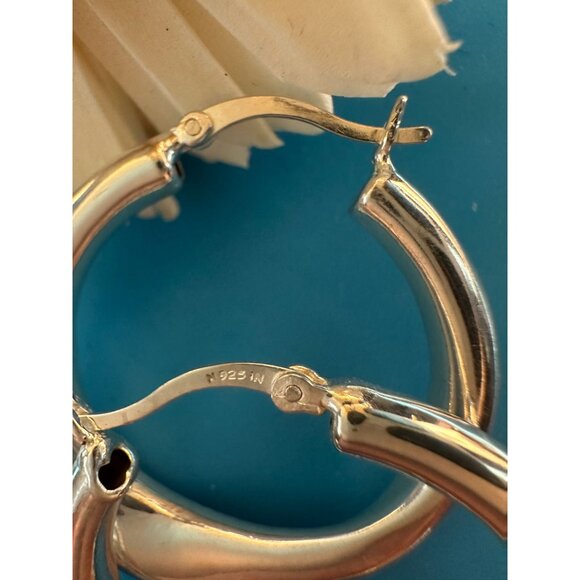 Sterling Wavey Hoop Earrings - Picture 2 of 3